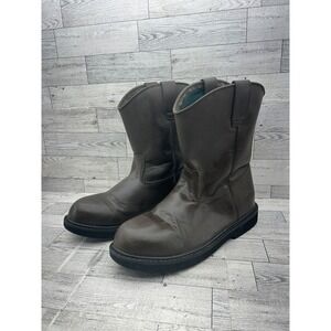 Georgia Boot Wellington Boots‎ Youth Size 6 Medium Brown Leather Work Pull On